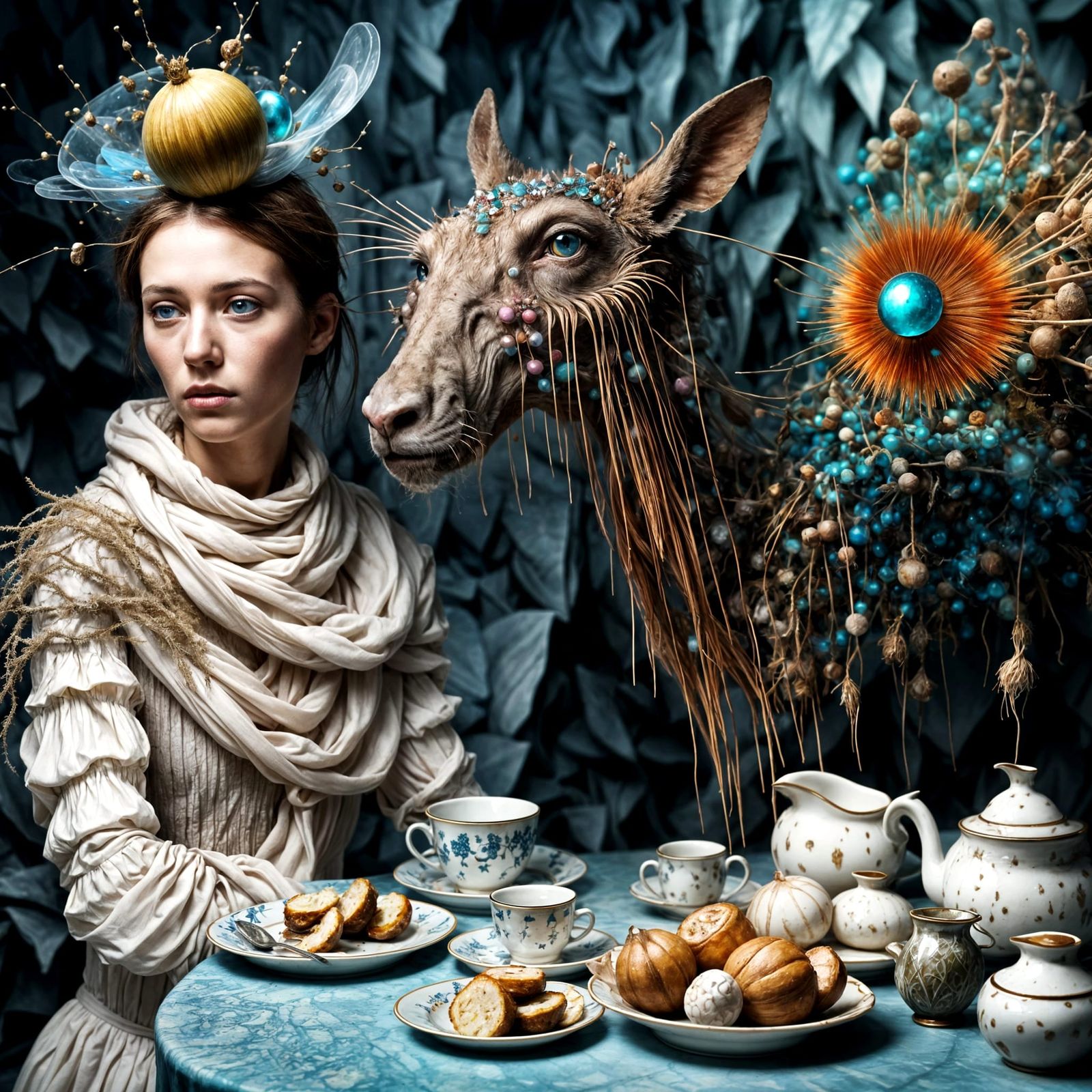 Magical Biological Scene with Prismatic Particles