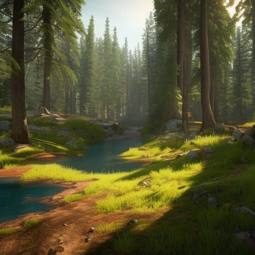 Canadian Forest in 3D Game Cinematic Style