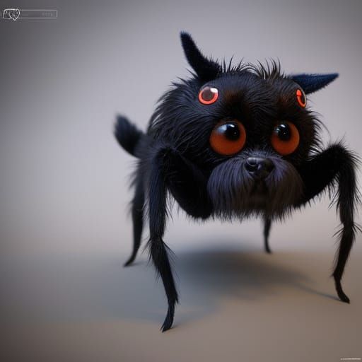 Chibi Spiderpuppy: A Hyperrealistic Digital Illustration