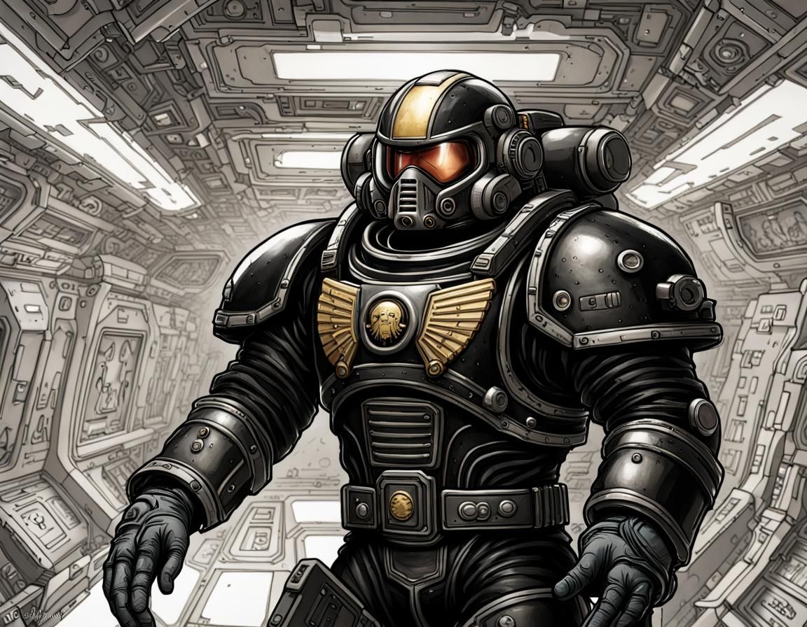 Space Marine in Biomechanical Suit Portrait