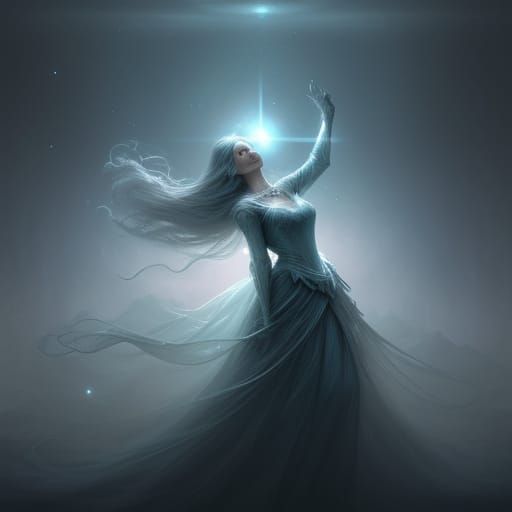 Ethereal Figure in Dimly Lit Room as Illusion Fades