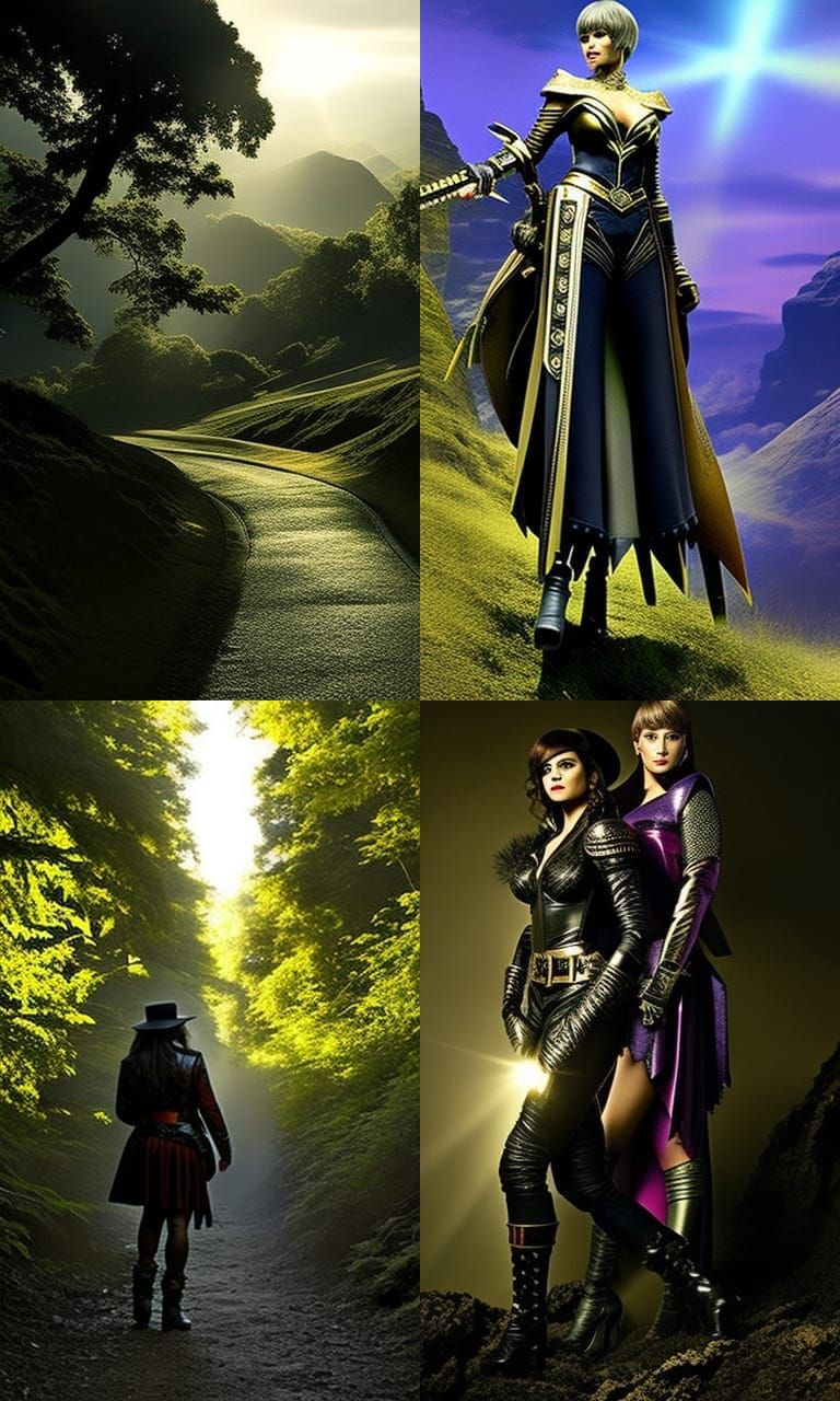 Surreal Dystopian Woman's Descent in Metallic Psychedelic Ho...