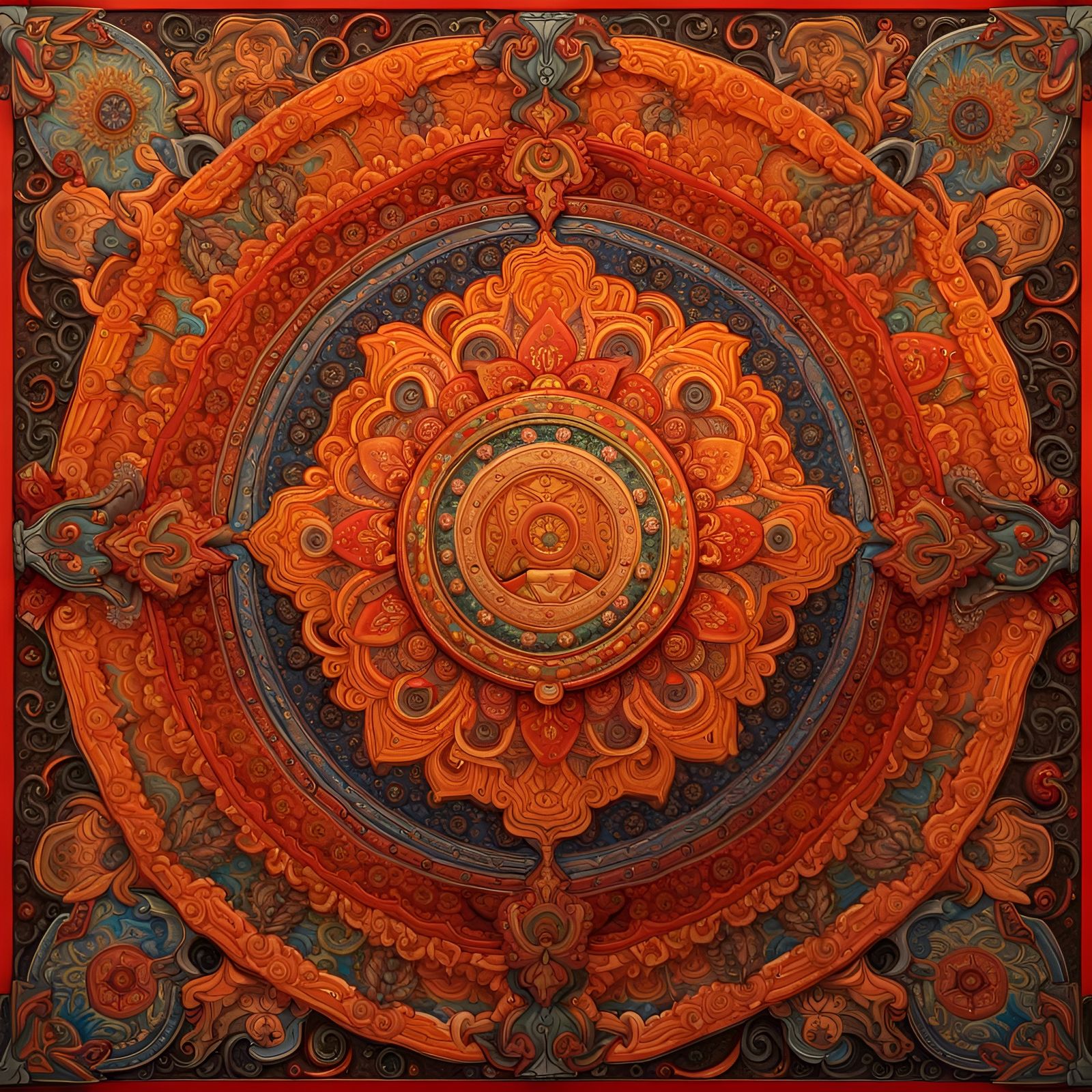 Mongolian Thangka of Fiery Mandala