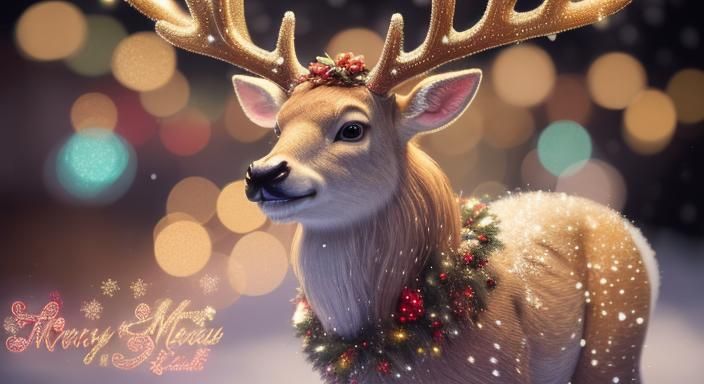 Hyperrealistic Hipster Deer Laughs in Fluid Art
