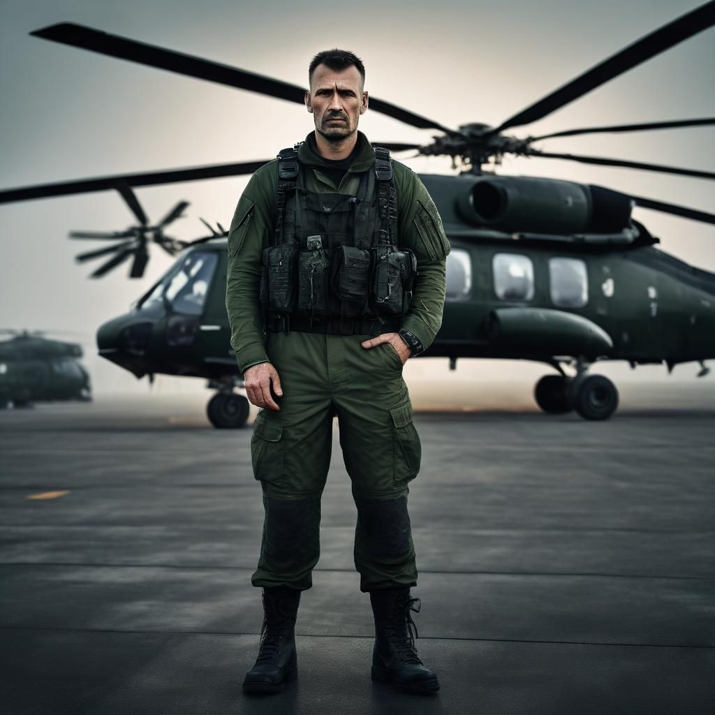 Photorealistic Portrait of Slavic Man in Military Gear