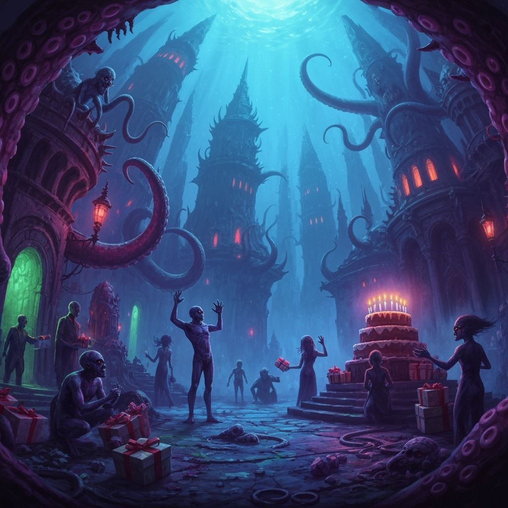 Cosmic Horror Birthday Party for Cthulhu in R'lyeh