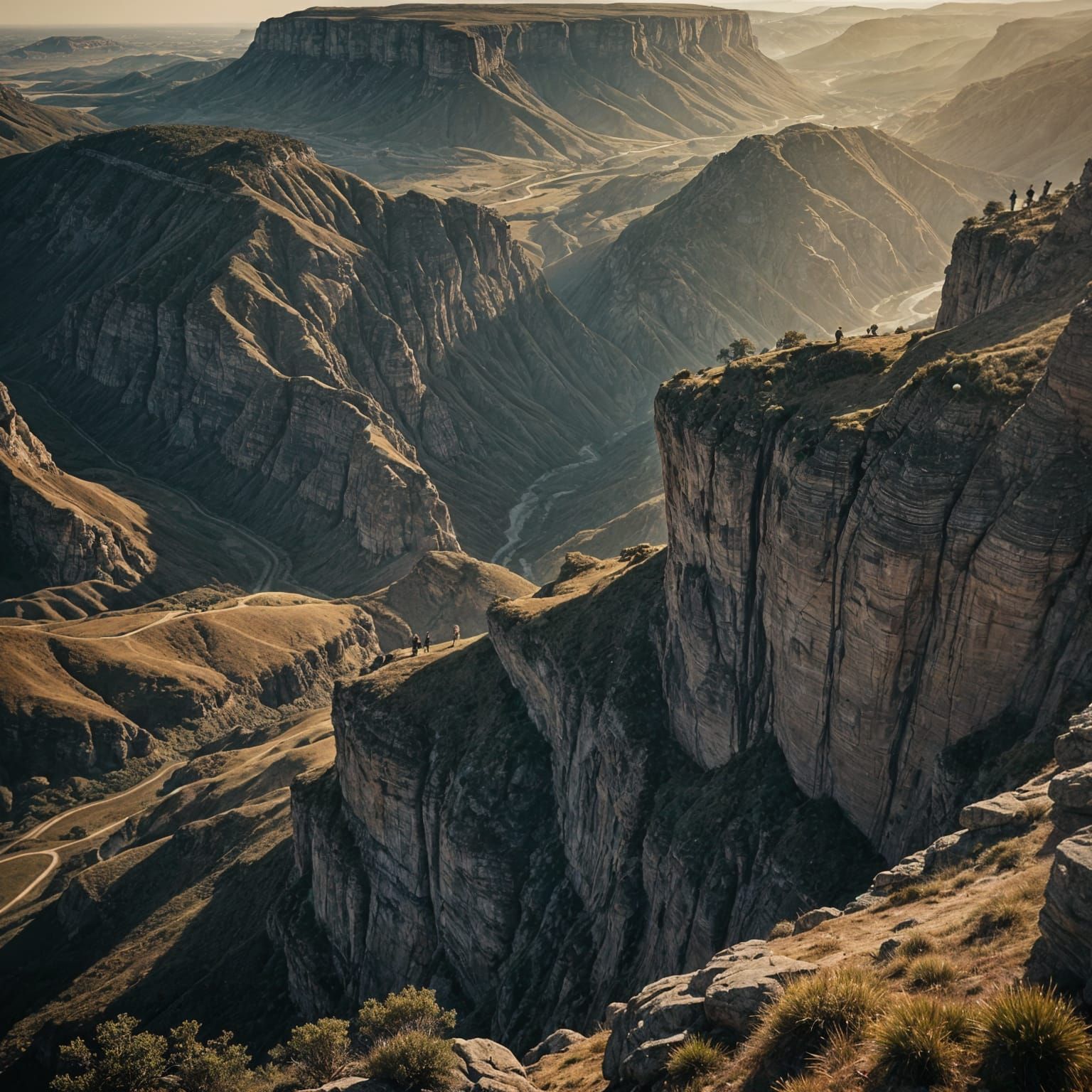 Dramatic Cliffside Coastline View: Cinematic Film Still