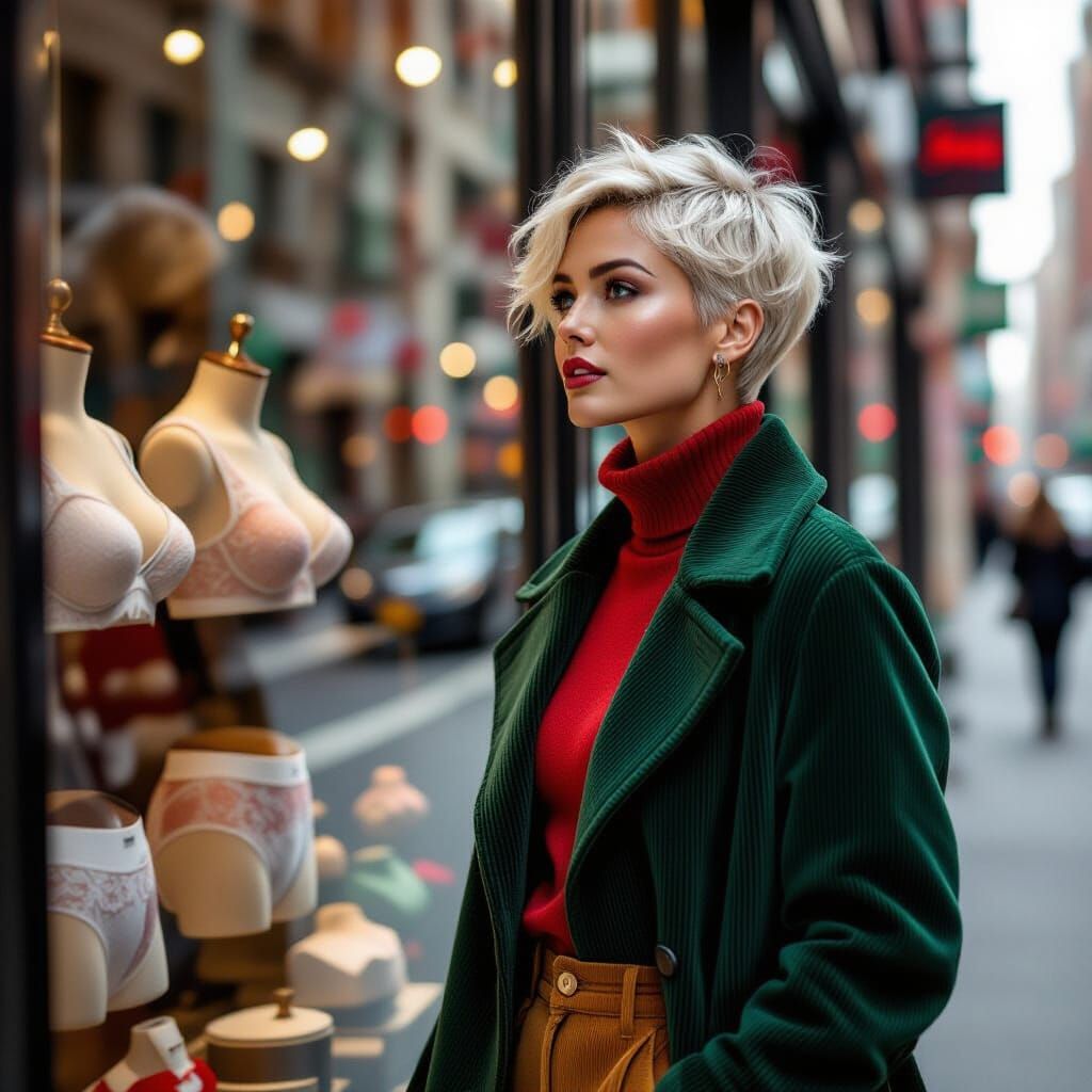 Woman Window Shopping in NYC, Urban Realism Style