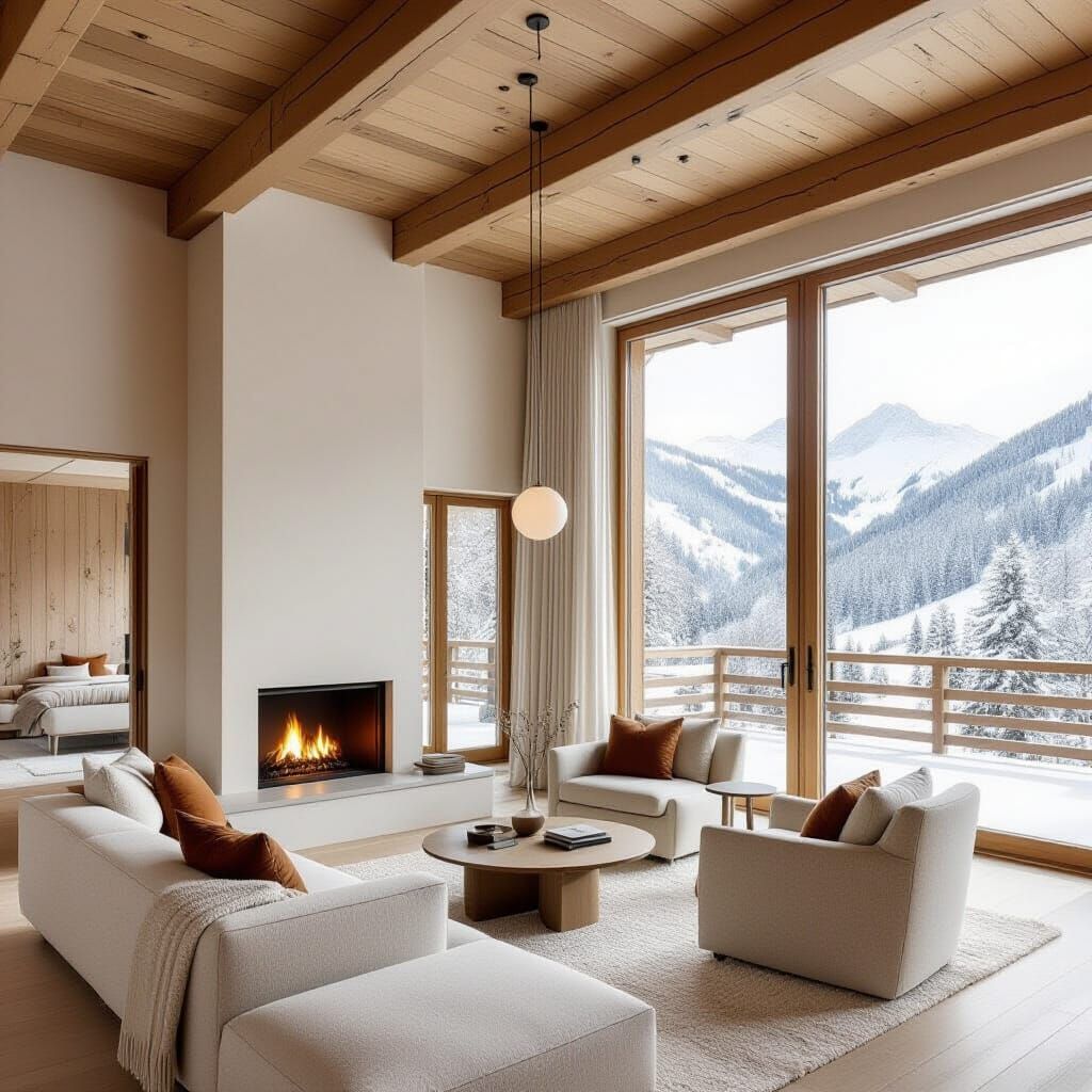 Modern Swiss Retreat in Snowy Landscape
