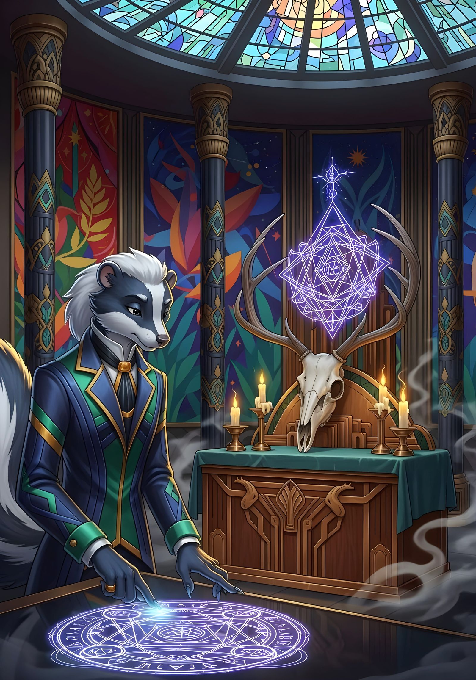 Art Deco Skunk Animates Arcane Symbol