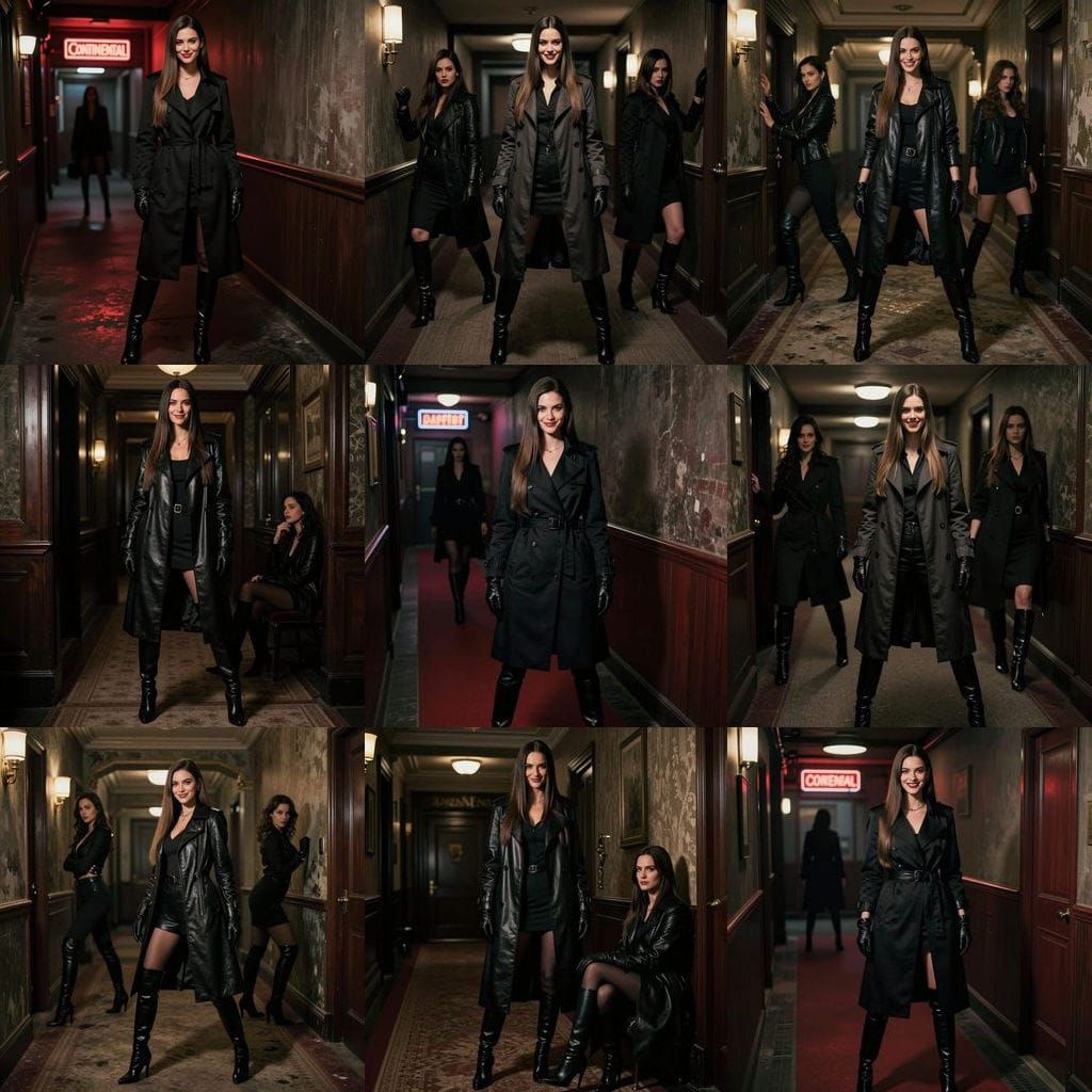 John Wick Style Hitwoman in Continental Hotel Hallway