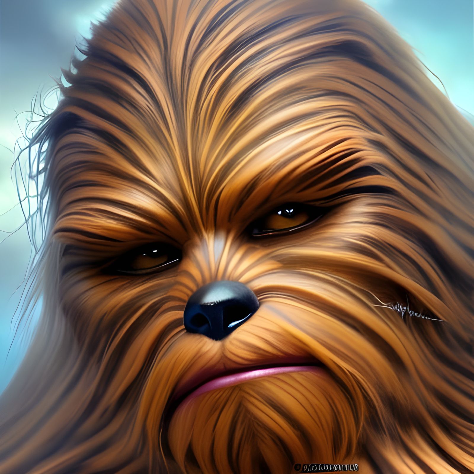 Hyperrealistic Portrait of Woman in Wookiee Fur Suit