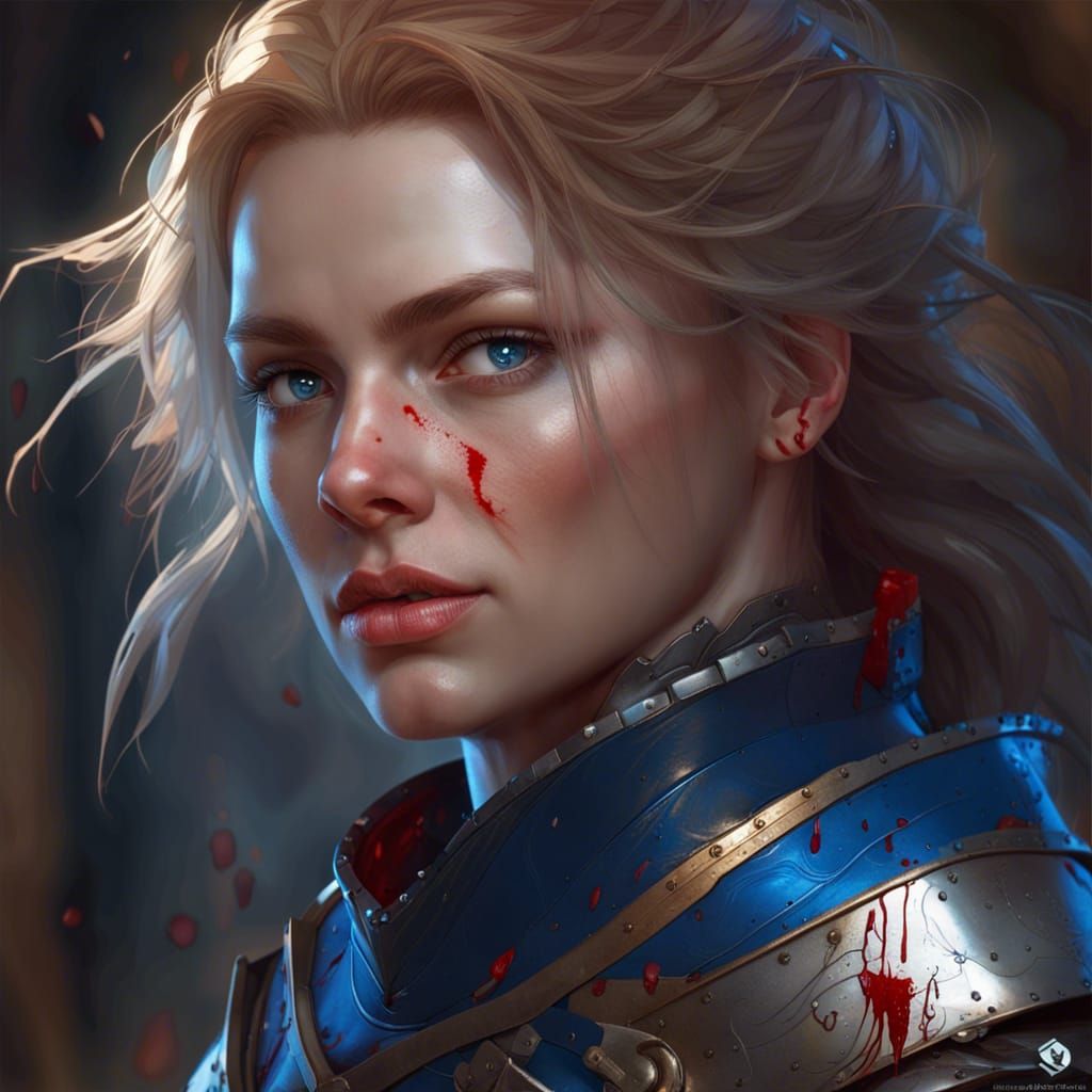 Medieval Blue-Eyed Knight Portrait in Hyperdetailed Style