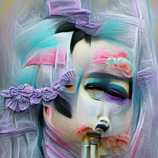 Pastel Gothic Geisha Illustration