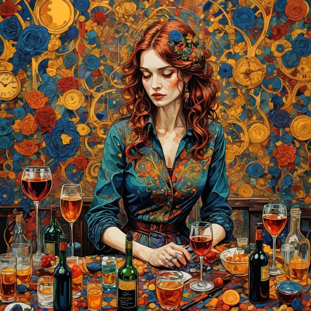 Chaotic Consumption of Time as Colorful Ink Drawing