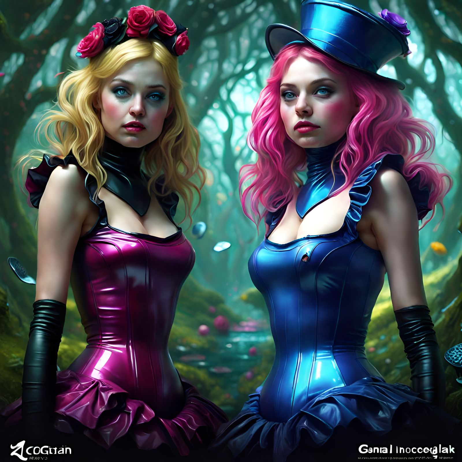 Flirty Alice in Wonderland in Polychromatic Fantasy Art