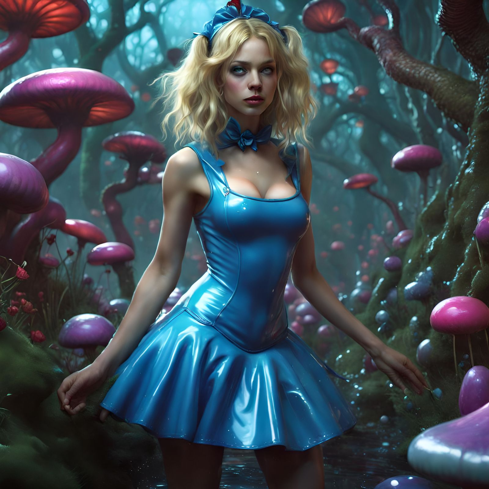 Alice in Wonderland in Polychromatic Fantasy Environment