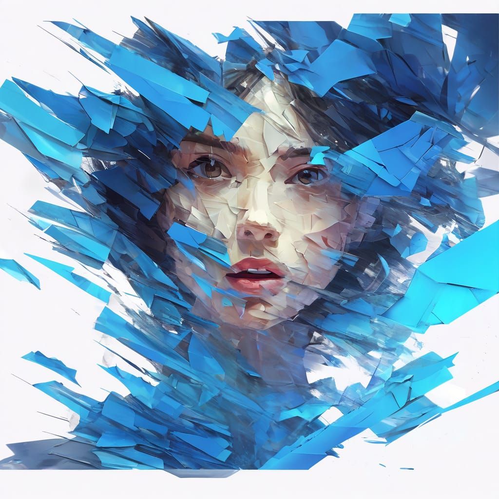 Impressionist Portrait with Anime-Inspired Eyes and Haute Co...