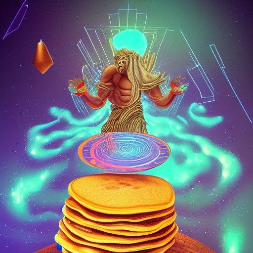 Pancake God Descends: Holographic Astral Illustration