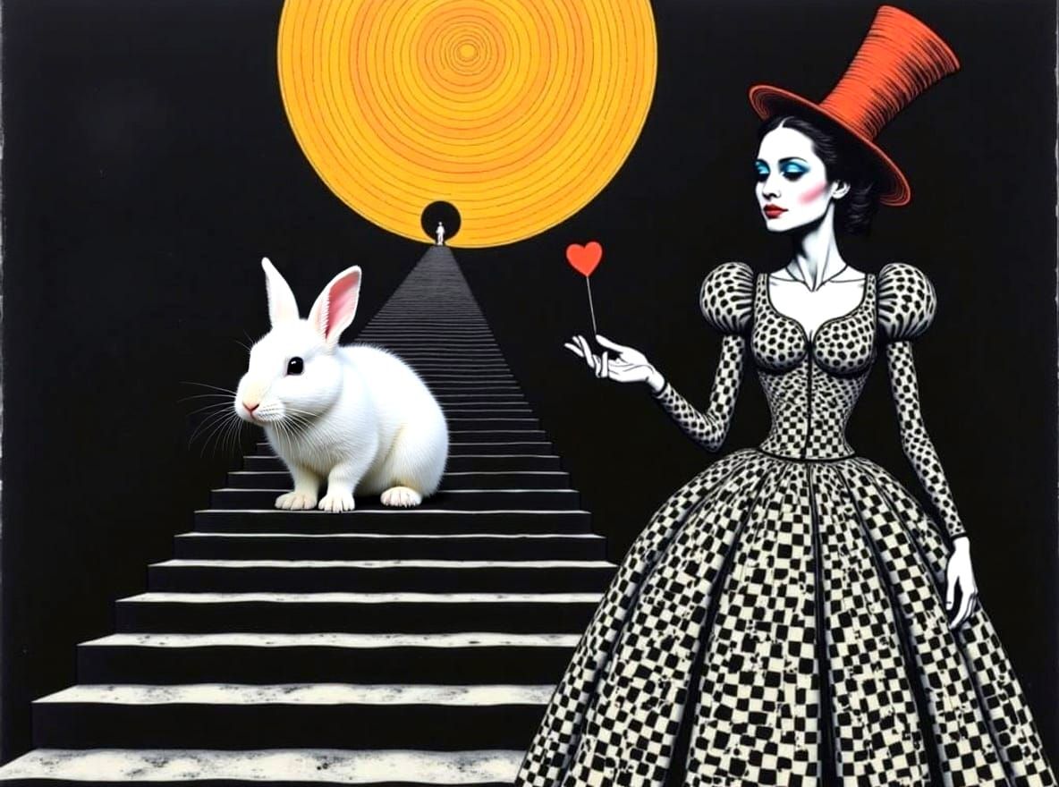 Alice in Wonderland Characters in Abstract Geometric Style