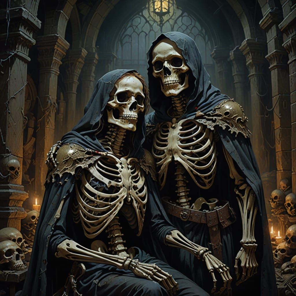 Eternal Gothic Lovers in a Haunting Medieval Dungeon