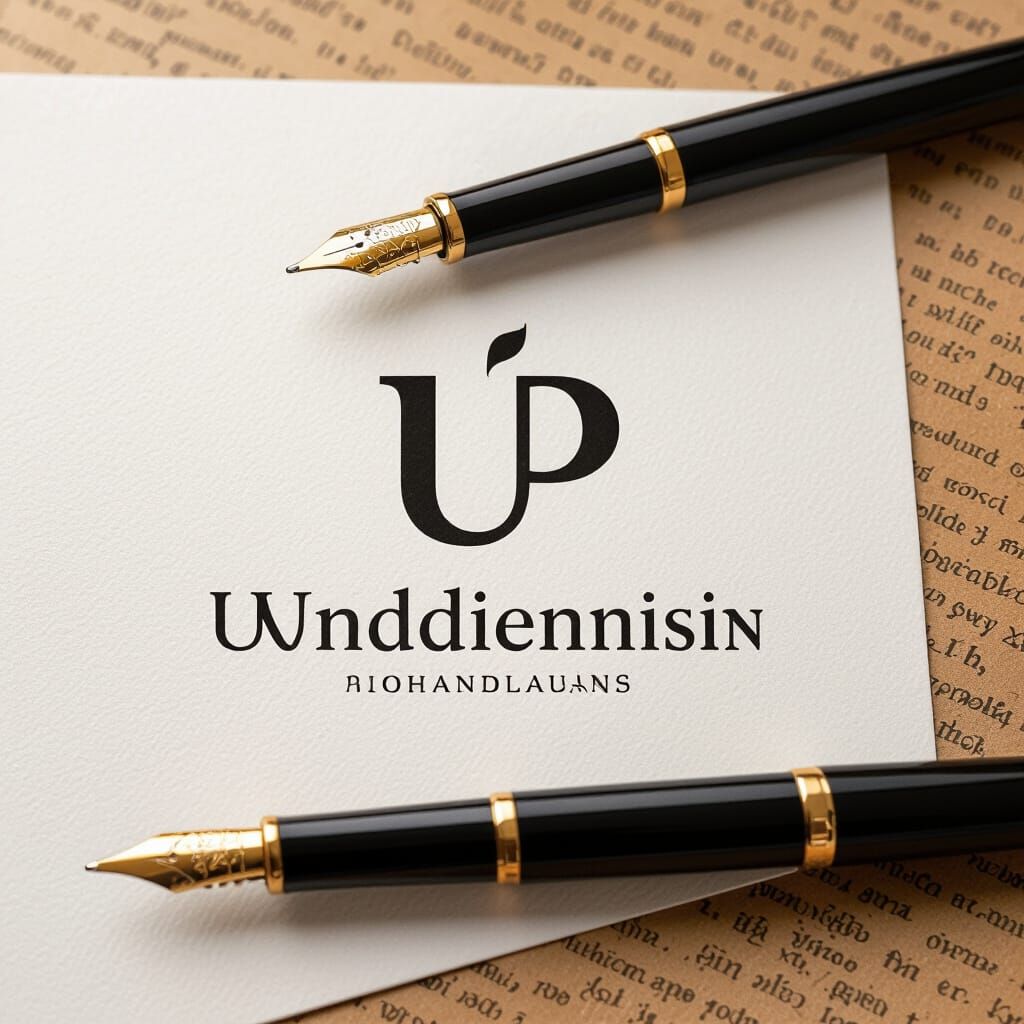 Elegant Minimalist Logo with U and P in Calligraphy Art