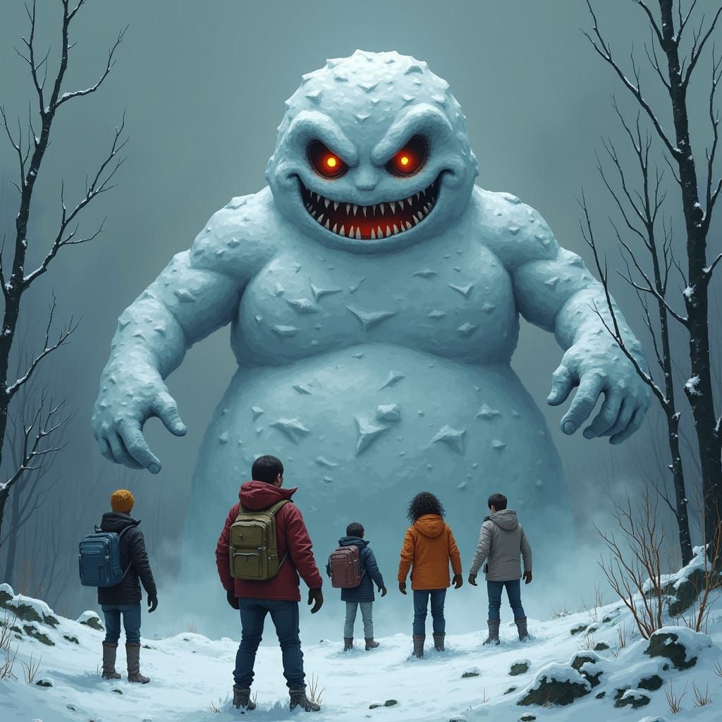 Menacing Snowman Emerges from the Frost
