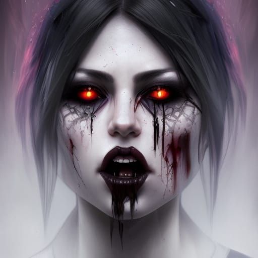 Detailed Goth Vampire in Art Nouveau Style