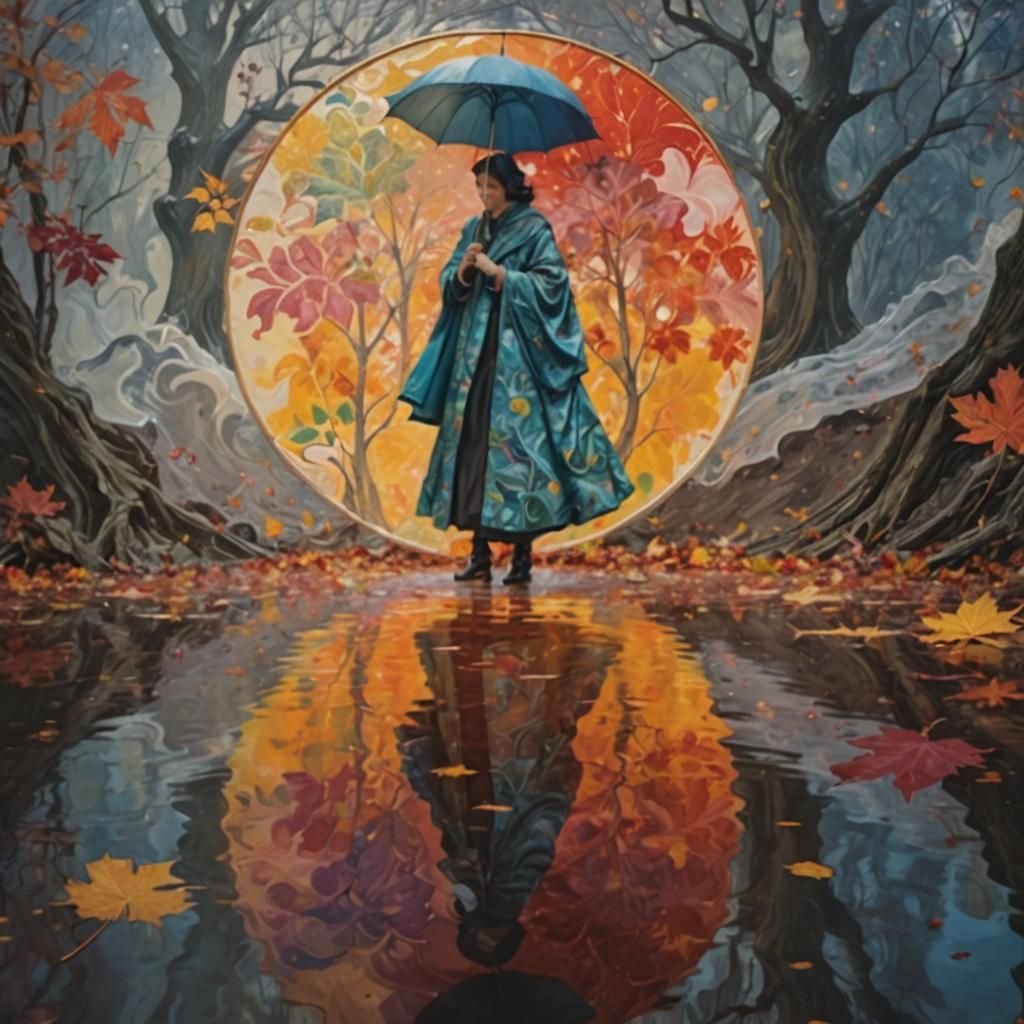 Autumnal Woman-Shaped Tree Sheds Colorful Leaves