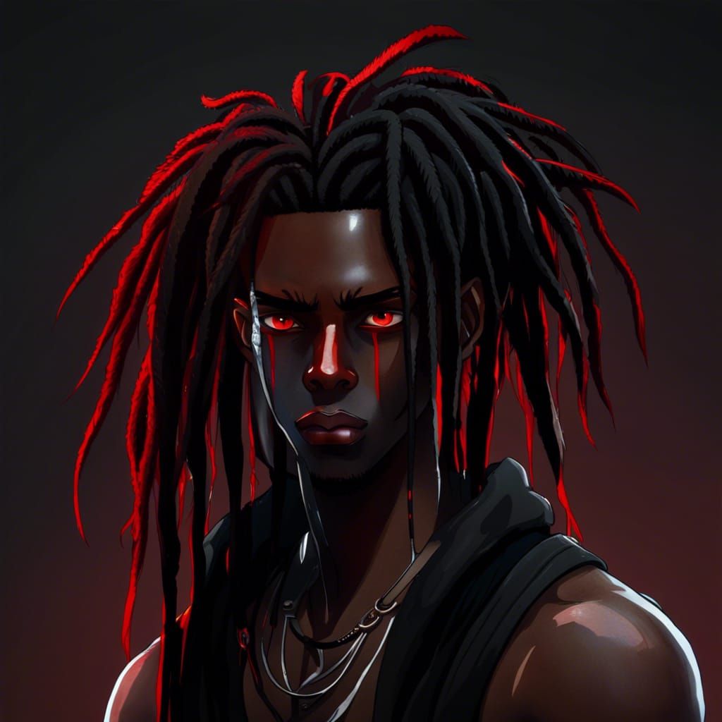 Anime Style Portrait of Man with Red Dreads