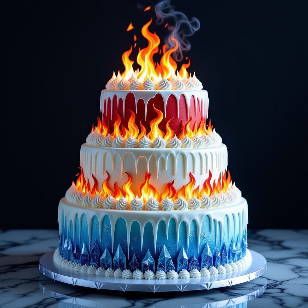 Magnificent 8-Tier Fire and Ice Cake Masterpiece