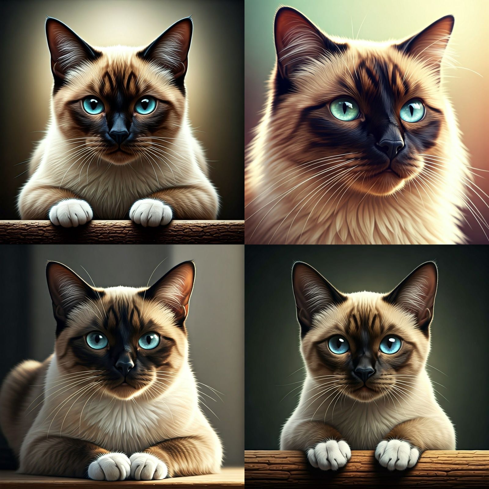 Hyperrealistic Siamese Cat with Vibrant Colors