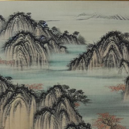 Song Dynasty Style Chinese Ink Landscape with Orchids