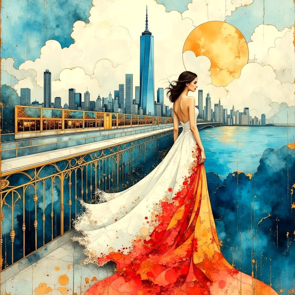 New York Cityscape in Wet-on-Wet Watercolor