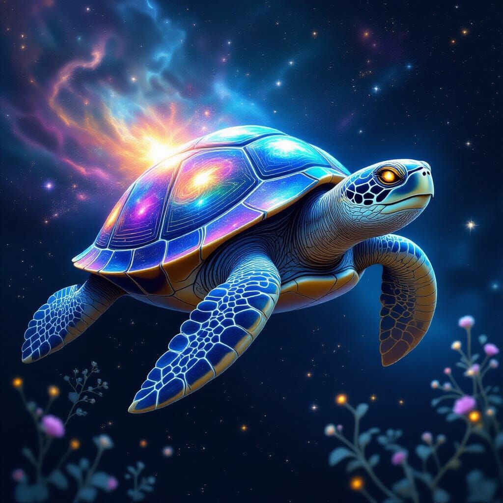 Cosmic Turtle Drifting Through Space