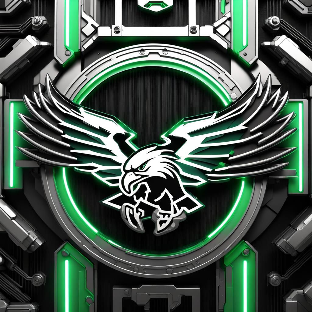 Futuristic Mechanical Philadelphia Eagles Logo in Sci-Fi Sty...