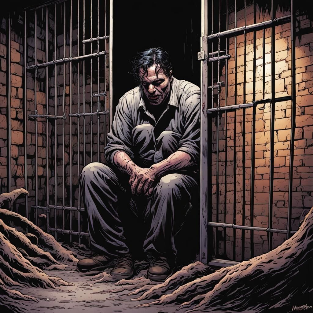 Horror Prisoner in Comic Book Art Style