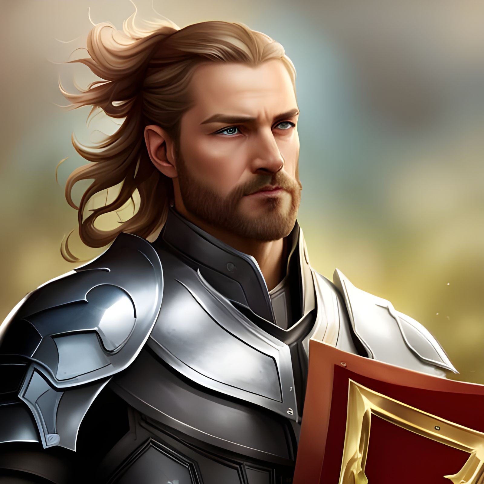 Detailed Carolingian Knights Portrait in Art Nouveau Style