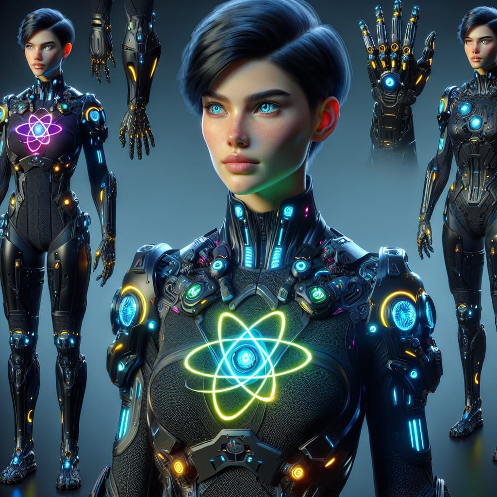 Futuristic Woman in High-Tech Catsuit: Matte Painting