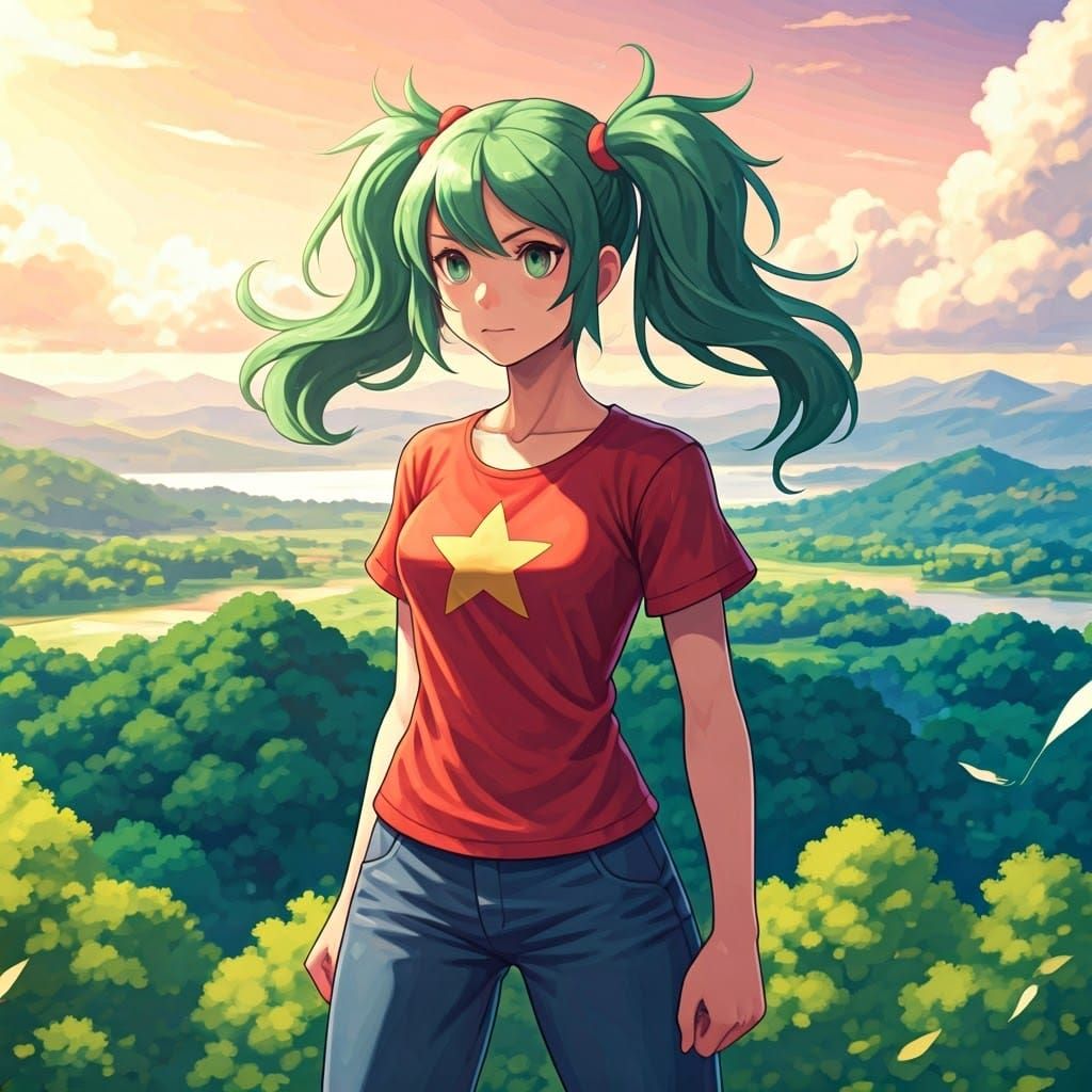 Duplica in a Vibrant Sunset Landscape