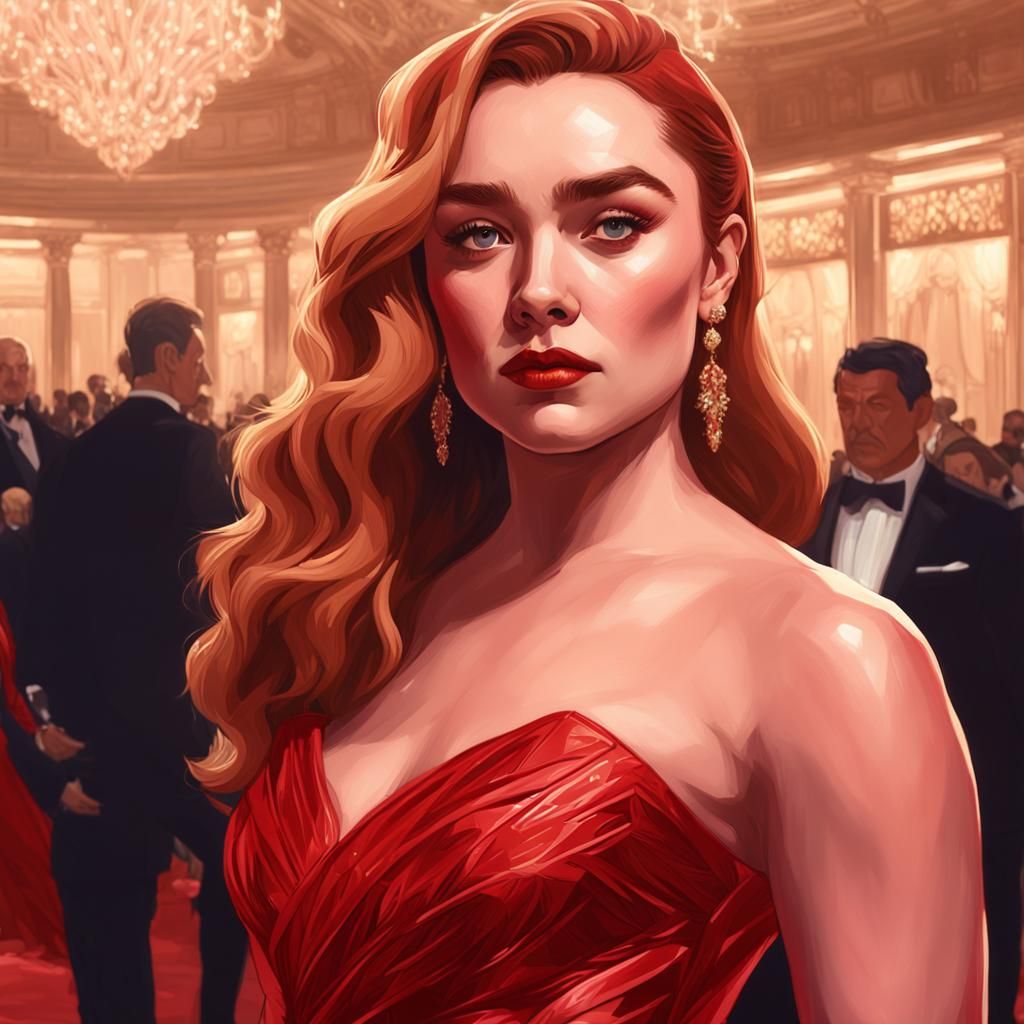 florence Pugh in red Jessica rabbit dress at the met gala