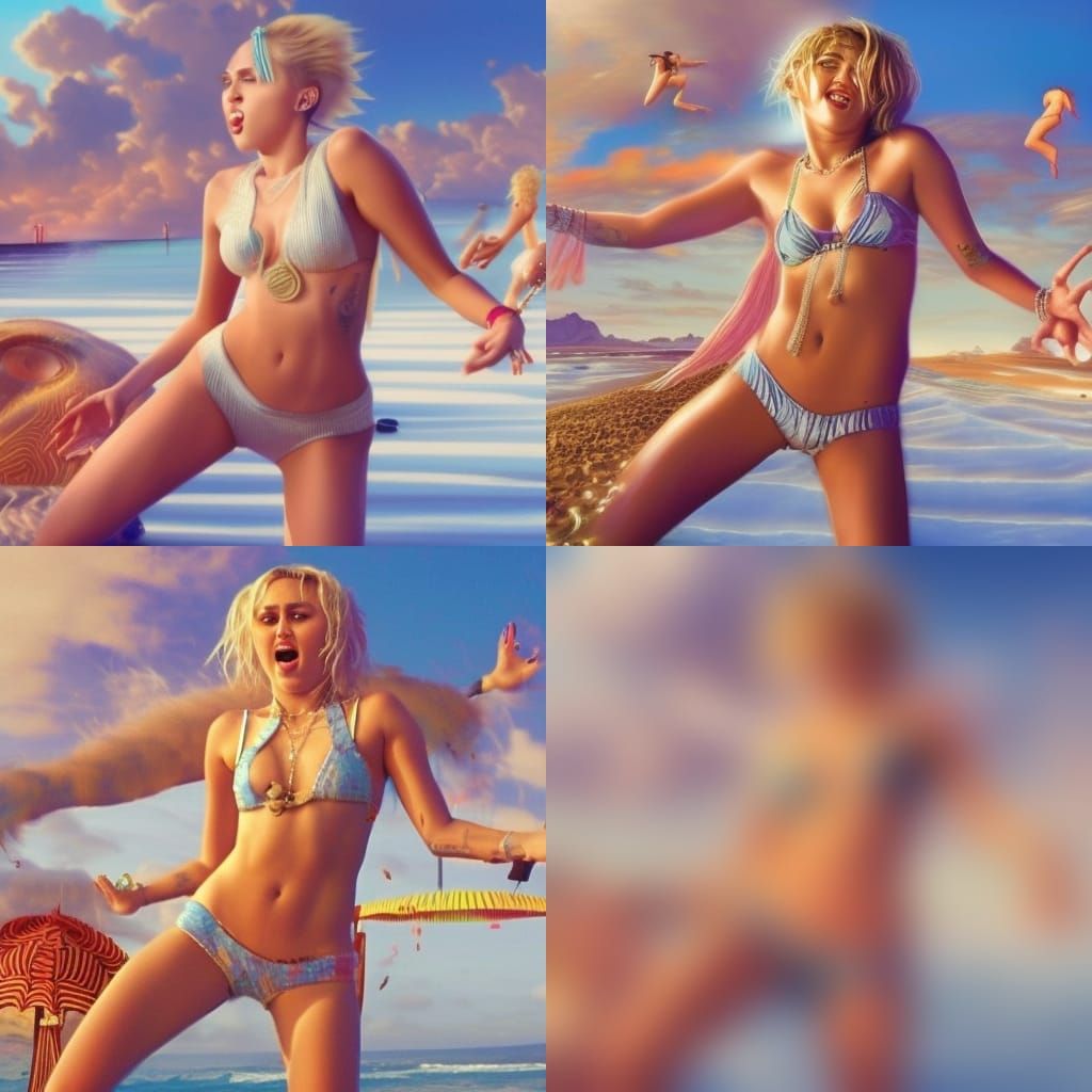 Woman Dancing on Mushroom Beach in Comic Book Style