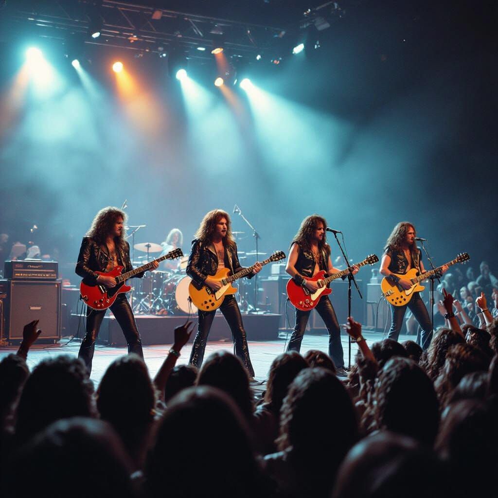 1970s Stadium Rock Concert with Light Show
