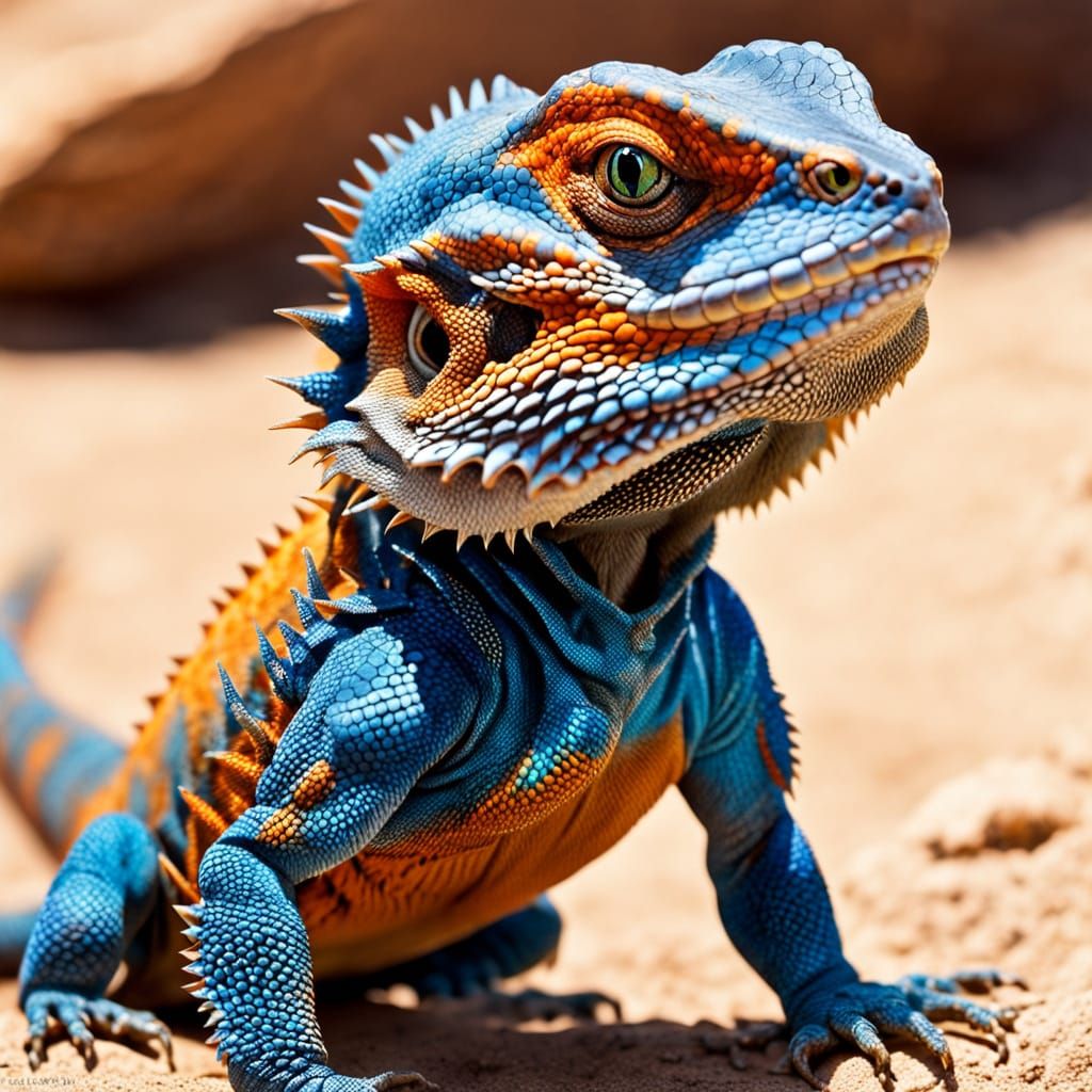 Bearded Dragon Lizard in Desert Sunlight