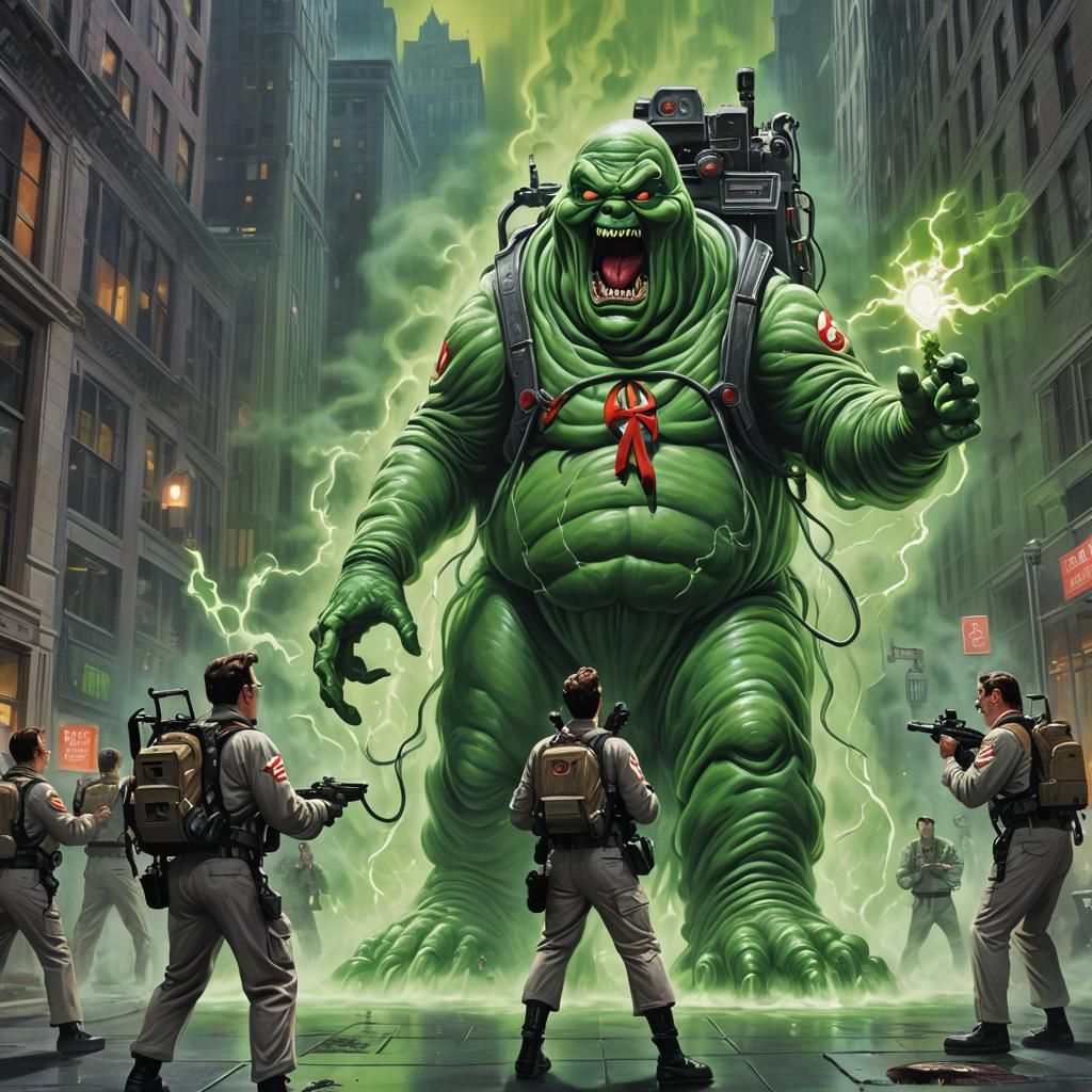 Ghostbusters Fight a Terrifying Green Ghost