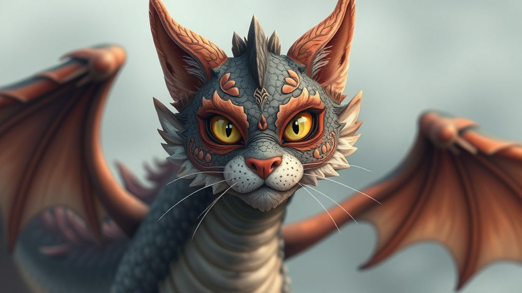 Dragon with Cat Face: AI Generated Art