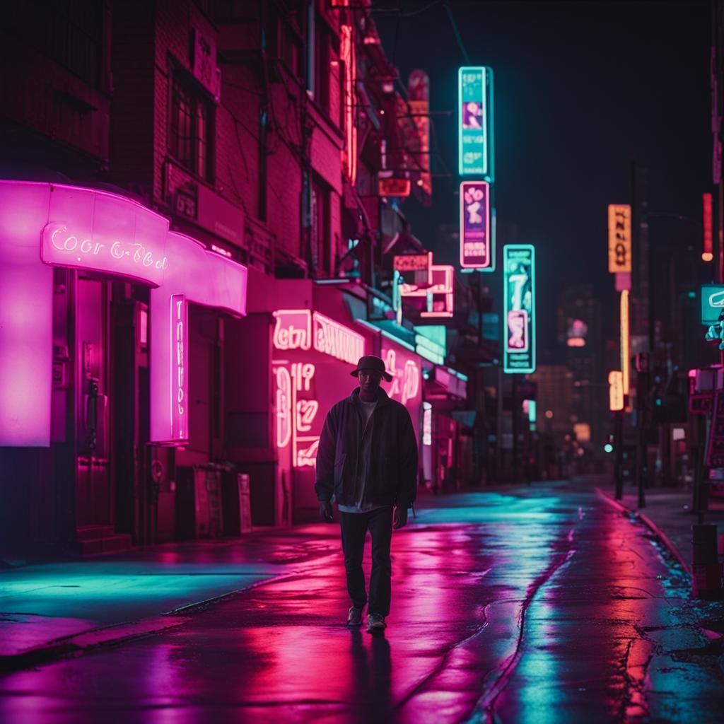 Neon Street in Cinematic Style