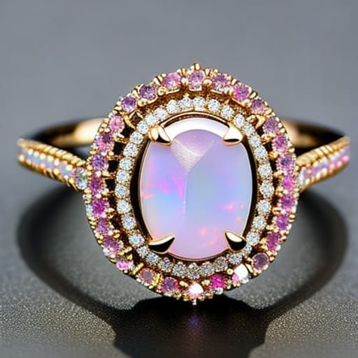 Opal and pink diamond cluster ring