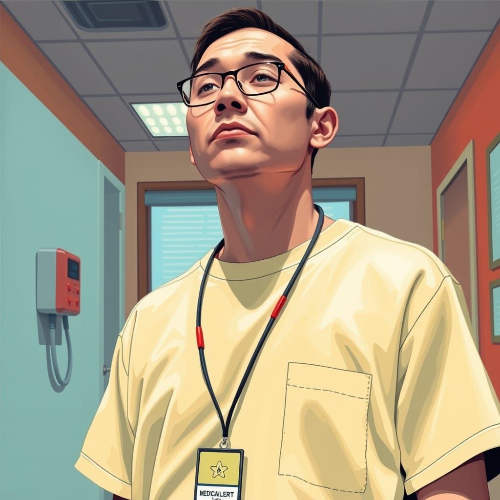 Person with Genetic Condition in David Hockney Style