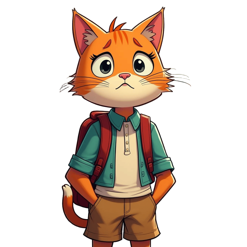 Animated Cat Fears Girls in a School Boy Sticker